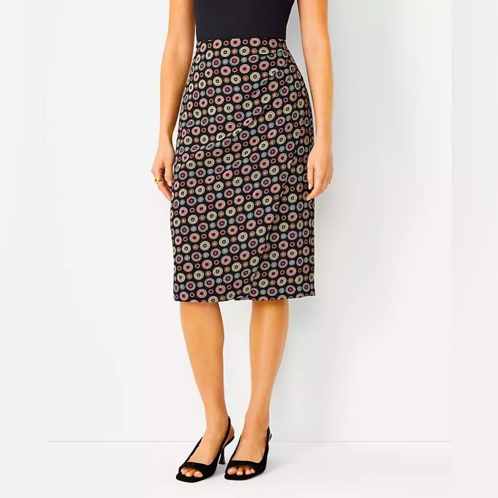 Ann Taylor Petite Geometric Floral Tucked Wrap Pencil Skirt 12P